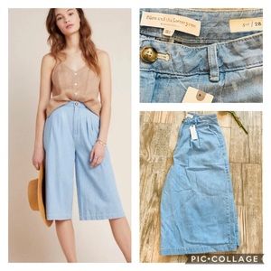 Anthropologie Pilcro Mina Chambray Wide crop jeans